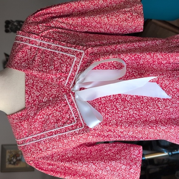 Vintage 90s Laura Ashley Red Floral Drop Waist Sailor Dress Size 10 - Picture 12 of 12